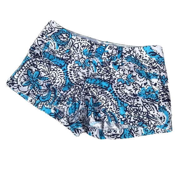Lilly Pulitzer Women’s Size 0 Blue White Hippy Hippy Shake The Walsh Shorts - Picture 2 of 5